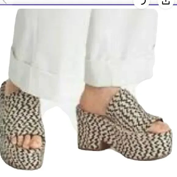 Zara Yute Mia Platform Slide Sandals Black and Beige New - Picture 6 of 13